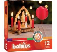 bolsius 103609456741 Bougies pyramidales - 10 x Ø1,7 cm, rouge, 12 pièces