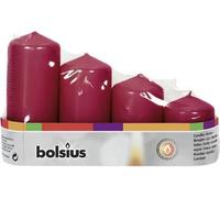 bolsius 103618006744 Bougie ronde - vieux rouge, lot de 4 graduées