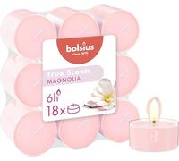 Bolsius - 18 Bougies Chauffe-Plat Parfumées - Magnolia- Temps de Combustion de 6 Heures - Diamètre 39 mm - Extraits Naturels - Contient de la Cire Végétalienne - Sans Huile de Palme