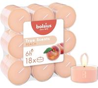 Bolsius - True Scents - 18 Bougies Chauffe-Plat Parfumées - Pêche - Temps de Combustion Long de 6 Heures - Diamètre 39 mm - Extraits Naturels - Contient de la Cire Végétalienne - Sans Huile de Palme
