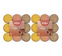 Bolsius - 18 Bougies Chauffe-Plat Parfumées - Sucre et Épices - Durée de Combustion de 3.5 Heures - Diamètre 38 mm - Extraits Naturels - Contient de la Cire Végétalienne - Sans Huile de Palme