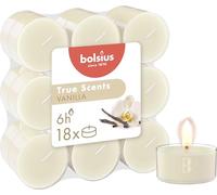 Bolsius - True Scents - 18 Bougies Chauffe-Plat Parfumées - Vanille - Temps de Combustion de 6 Heures - Diamètre 39 mm - Extraits Naturels - Contient de la Cire Végétalienne - Sans Huile de Palme