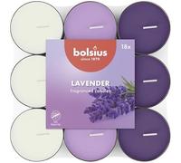 Bolsius - 18 Duft theelichter - Lavendel - Brenndauer von 3,5 Stunden - Durchmesser 38 mm - Natürliche Extrakte - Enthält Veganes Wachs - Ohne Palmöl