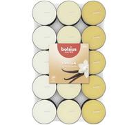 Bolsius - 30 Bougies Chauffe-Plat Parfumées - Vanille - Durée de Combustion de 3.5 Heures - Diamètre 38 mm - Extraits Naturels - Contient de la Cire Végétalienne - Sans Huile de Palme