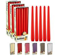 Bolsius 30 Count Nombre de bougies coniques de menage rouge de 10 pouces - 8 heures de brulure - qualite europeenne premium - chandelle de cne s