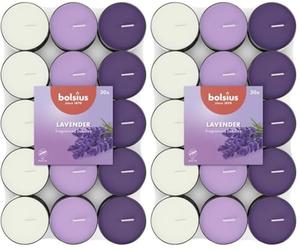 Bolsius - 30 Duft theelichter - Lavendel - Brenndauer von 3,5 Stunden - Durchmesser 38 mm - Natürliche Extrakte - Enthält Veganes Wachs - Ohne Palmöl (Lot de 2)