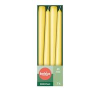 Bolsius - 4 bougies pointues lisses - Jaune - Bougies décoratives pour la maison - Durée de combustion : 7 heures - Sans parfum - 50% Cire végétale naturelle - Sans huile de palme - 24.5 cm