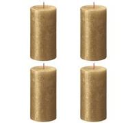 Bolsius 4x Bougies Pilier Rustiques 130x68 mm Doré Cierges sans Fumée Salon Or G