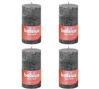 BOLSIUS - Lot de 4 bougies pilier rustiques - anthracite - 13 x 7 cm - gris foncé - Durée de combustion : 60 heures - Sans huile de palme