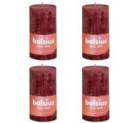 BOLSIUS Rustikale Stumpenkerze, dunkelrot, 13 x 7 cm, 4 Stück