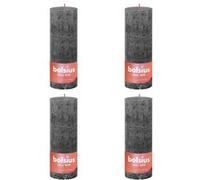 Bolsius - Bougie pilier rustique - Gris foncé - Lot de 4 - Longue durée de combustion de 85 heures - Bougie de maison - Décoration d'intérieur - Non parfumée - Cire végétalienne naturelle