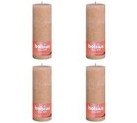 Bolsius Rustik Stumpenkerzen - Hellrosa - 4 Stück - 19 x 7 cm - Dekorative Haushaltkerzen - Länge Brenndauer 85 Stunden - Unparfümierte - Natürliches Pflanzenwachs - Ohne Palmöl