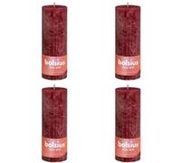 Bolsius 4x Bougies Pilier Rustiques 190x68 mm Rouge Velours Cierges sans Fumée Rouge G