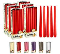 Bolsius 60 comptage non parfume 10 pouces bougies coniques de menage rouge - 8 heures de brulure - qualite europeenne premium - chandelier sans d