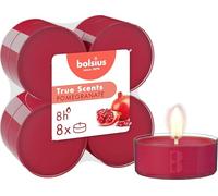 bolsius - True Scents - 8 Bougies Chauffe-Plat Maxi Parfum - Grenade - Durée de Combustion de 8 Heures - Extraits naturels - Cire végétalienne - sans Huile de Palme