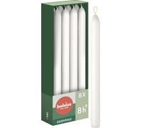 Bolsius - 8 bougies coniques - Blanc - 23 x 2 cm - Longue durée de combustion de 8 heures - Sans parfum - Cire naturelle végétalienne - Sans gouttes - Sans huile de palme - décorations de Pâques
