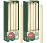 Bolsius - 8 bougies coniques - Ivoire - 23 cm - Longue durée de combustion de 8 heures - Non parfumées - Cire végétalienne naturelle 25% - Sans huile de palme (Lot de 2)