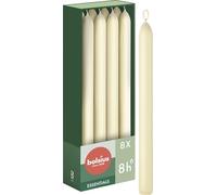 Bolsius - 8 bougies coniques - Ivoire - 23 cm - Longue durée de combustion de 8 heures - Non parfumées - Cire végétalienne naturelle 25% - Sans huile de palme