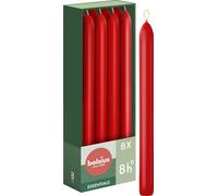 Bolsius - 8 bougies coniques - Rouge - 23 cm - Longue durée de combustion de 8 heures - Sans parfum - 25% cire naturelle végétalienne - Sans huile de palme - Valentin, 230/20