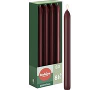 Bolsius - 8 bougies coniques - Rouge foncé - 23 cm - Longue durée de combustion de 8 heures - Sans parfum - 25% cire végétale naturelle - Sans huile de palme, 230/20