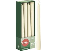 Bolsius - 8 bougies - Ivoire- 24,5 cm - Bougies décoratives d'intérieur - Durée de combustion de 7 heures - Non parfumées - 50% Cire naturelle végétalienne - Sans huile de palme