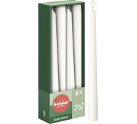 Bolsius - 8 bougies pointues lisses - Blanc - Bougies décoratives pour la maison - Durée de combustion : 7 heures - Sans parfum - 50% Cire végétale naturelle - Sans huile de palme - 24.5 cm - Valentin