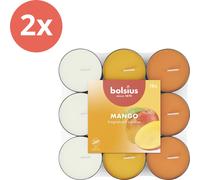 Bolsius - Bougie à réchaud parfumée - 18 pièces par paquet - Mangue - Pack avantage - 36 pièces - 2 emballages