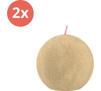 Bolsius - Bougie boule rustique - Ø76mm - Beige Avoine - Pack avantage - 2 pièces