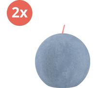 Bolsius - Bougie boule rustique - Ø76mm - Bleu ciel - paquet économique - 2 pièces