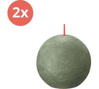 Bolsius - Bougie boule rustique - Ø76mm - Olive fraîche - Pack avantage - 2 pièces