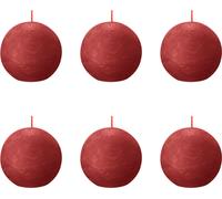 Bolsius - Bougie boule rustique - Ø76mm - Rouge pâle - Value pack - 6 pièces