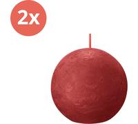 Bolsius - Bougie boule rustique - Ø76mm - Rouge tendre - Pack avantage - 2 pièces