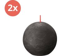 Bolsius - Bougie boule rustique - Ø76mm - Stormy Grey - Pack avantage - 2 pièces