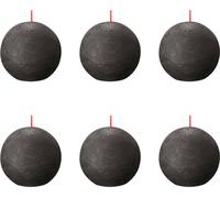 Bolsius - Bougie boule rustique - Ø76mm - Stormy Grey - Pack avantage - 6 pièces