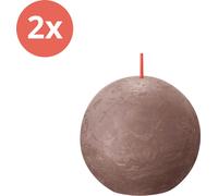 Bolsius - Bougie boule rustique - Ø76mm - Taupe rustique - pack économique - 2 pièces