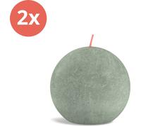 Bolsius - Bougie boule rustique - Ø76mm - Vert jade - Pack avantage - 2 pièces