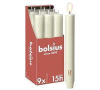 Bolsius Bougie chandelles XL rustique - 23 x 3 cm - Ivoire - 9 pièces - Longueur de combustion : 15 heures - Non parfumée - Contient de la cire végétale naturelle - Sans huile de palme