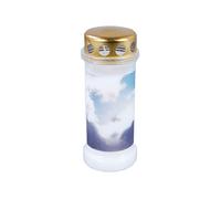 Bolsius Bougie funéraire / Bougie permanente n° 6 avec couvercle motif ciel blanc