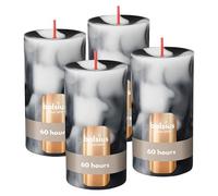 Bolsius - Bougie pilier - Marbre - Noir - 13 cm - Lot de 4 - Bougies décoratives - Avec cire végétale naturelle - Sans huile de palme