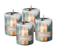 Bolsius - Bougie pilier - Marbre - Vert - 8 cm - Lot de 4 - Bougies décoratives - Avec cire végétale naturelle - Sans huile de palme