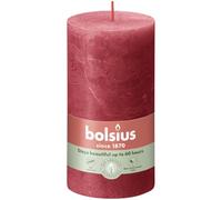bolsius Stumpenkerze Rustiko Shine 13x7cm zartes Rot