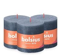 Bolsius Bougie pilier rustique (lot de 3), 10x10cm, Noir Foncé