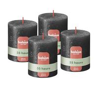 Bolsius - Bougie Rustik - Anthracite - metallic - 8 cm - Lot de 4 - Bougies décoratives - Contient de la cire végétale naturelle - Sans huile de palme