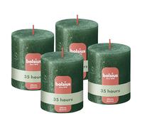 Bolsius - Bougie Rustik - Vert - metallic - 8 cm - Lot de 4 - Bougies décoratives - Contient de la cire végétale naturelle - Sans huile de palme