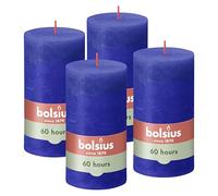 Bolsius - Bougie rustique - Bleu - 13 cm - Lot de 4 - Bougies décoratives - Sans huile de palme - Avec cire végétale naturelle