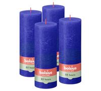Bolsius - Bougie rustique - Bleu - 19 cm - Lot de 4 - Bougies décoratives - Sans huile de palme - Avec cire végétale naturelle
