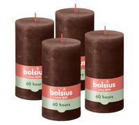 Bolsius - Bougie rustique - Marron - 13 cm - Lot de 4 - Bougies décoratives - Sans huile de palme - Avec cire végétale naturelle
