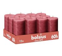 Bolsius - Bougie Rustique - Rouge - Lot de 12-13 cm - Bougies Décoratives - Contient de la cire végétale naturelle - Sans huile de palme
