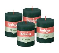 Bolsius - Bougie rustique - Vert - 8 cm - Lot de 4 - Bougies décoratives - Sans huile de palme - Avec cire végétale naturelle