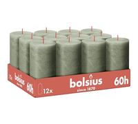 Bolsius - Bougie rustique - Vert - Lot de 12-13 cm - Bougies décoratives - Contient de la cire végétale naturelle - Sans huile de palme